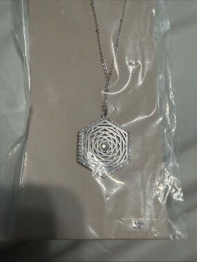 Mixit Silver Hexagon Layered Pendant Necklace